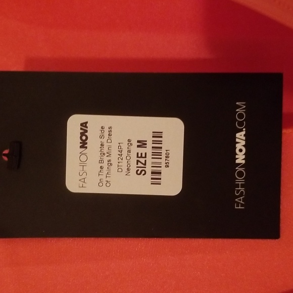 NWT Fashion Nova Neon Orange Mini Dress, Size M - Picture 3 of 6